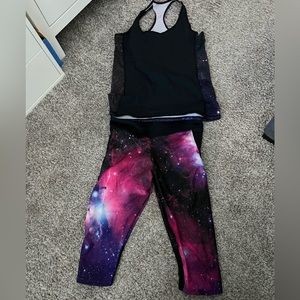 Black milk galaxy active wear. Medium bottom, small top